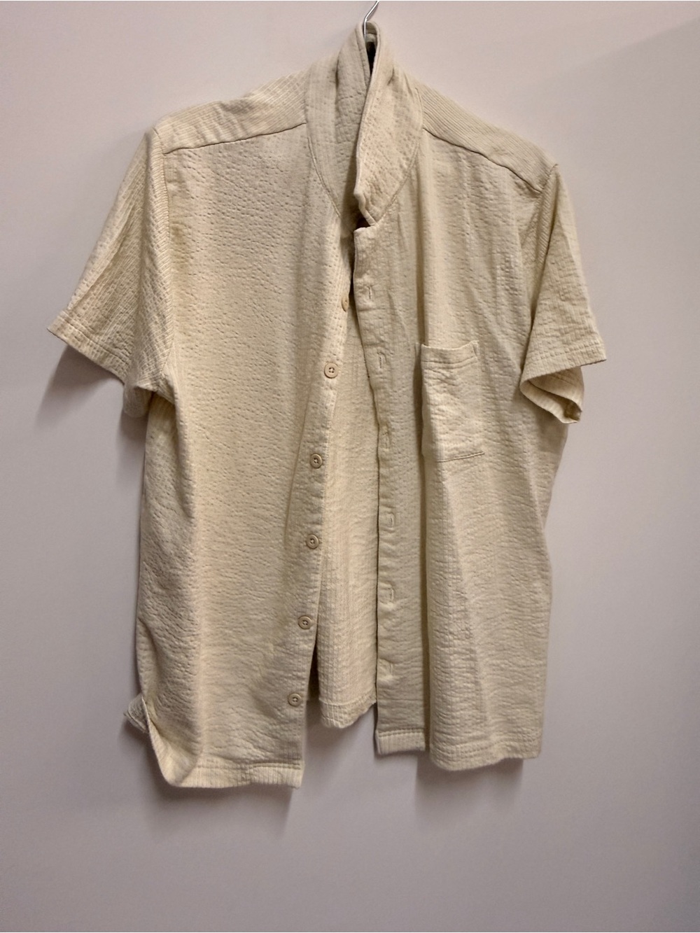 Men's Casual Short-Sleeve Button-Down Shirt in Cream